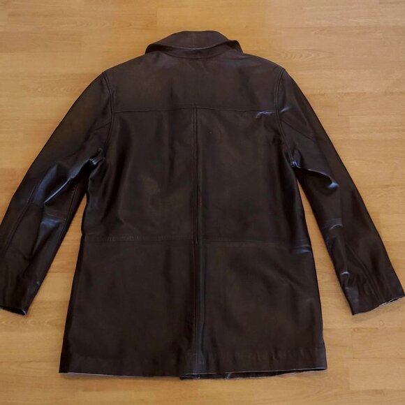 Black genuine leather coat large (medium) - Picture 7 of 10